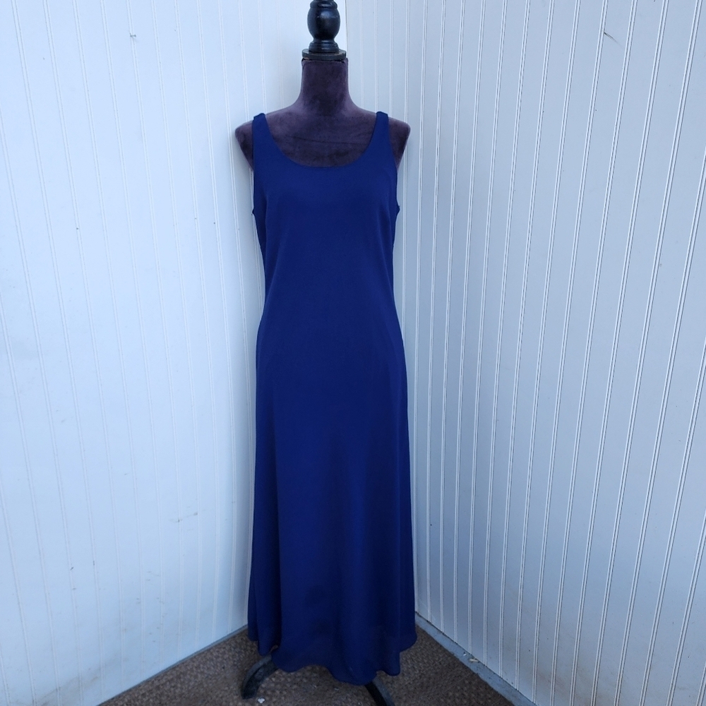 Virgo Women's Dress Blue Sleveless Round Neck Maxi Long Sz 12